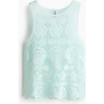 H&m Motif-detail Crochet-look Top In Green