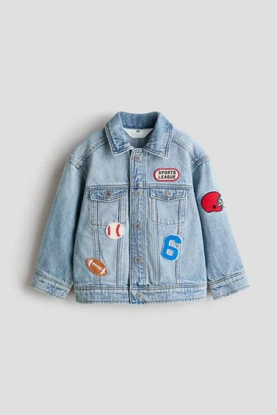 H&m Kids'  Motif-detail Denim Jacket In Blue