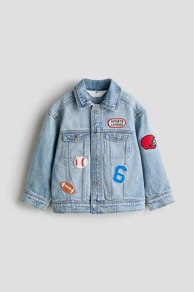 H&m Kids' Motif-detail Denim Jacket In Blue