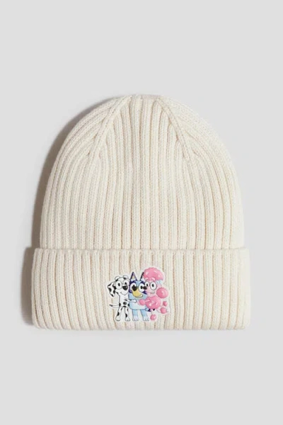 H&m Kids'  Motif-detail Rib-knit Beanie In White
