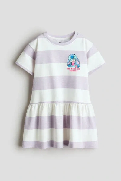 H&m Kids'  Motif-detail T-shirt Dress In Purple