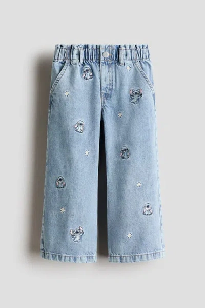 H&m Kids'  Motif-detail Wide Leg Jeans In Blue