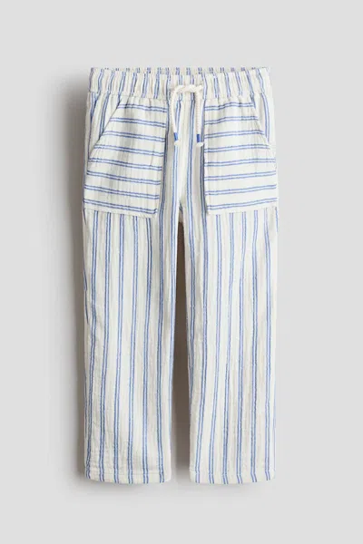 H&m Kids' Muslin Drawstring Trousers In Blue