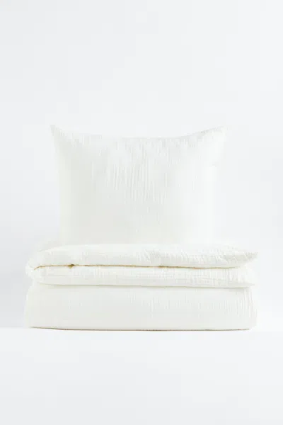 H&m Muslin Twin Duvet Cover Set In Neutral