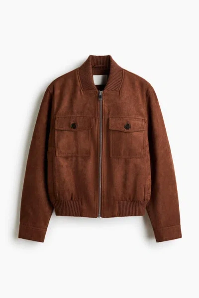 H&m Napped Jacket In Brown