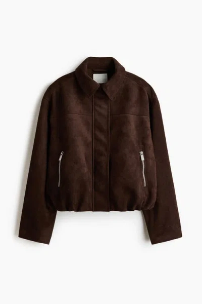 H&m Napped Jacket In Brown