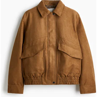 H&m Napped Jacket In Brown