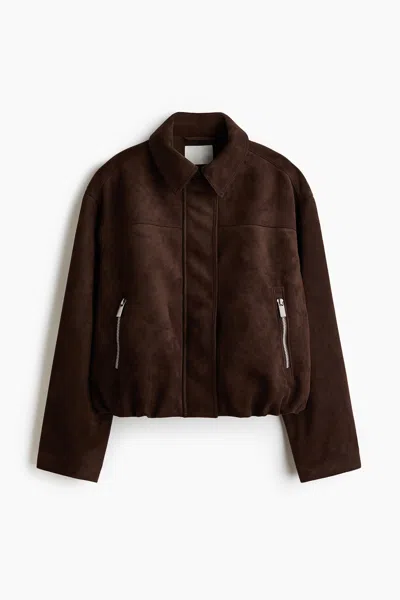 H&m Napped Jacket In Brown
