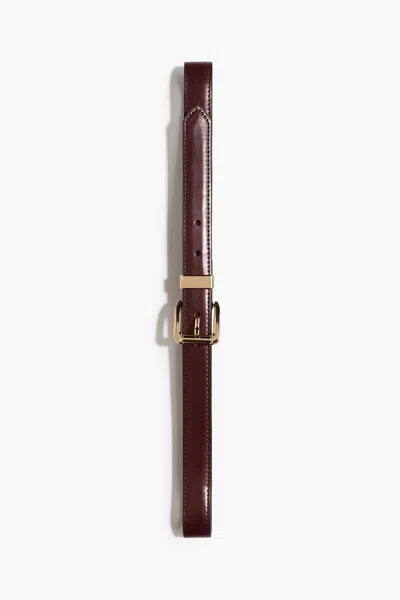 H&m Narrow Belt In Burgundy