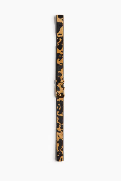 H&m Narrow Leather Belt In Beige/faux Leopard