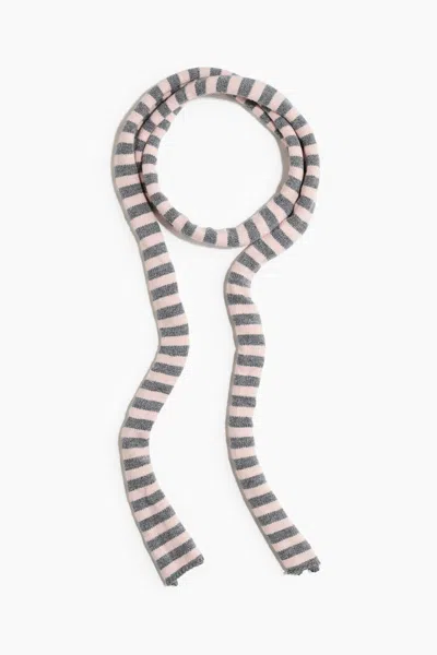 H&m Narrow Scarf In Grey/striped