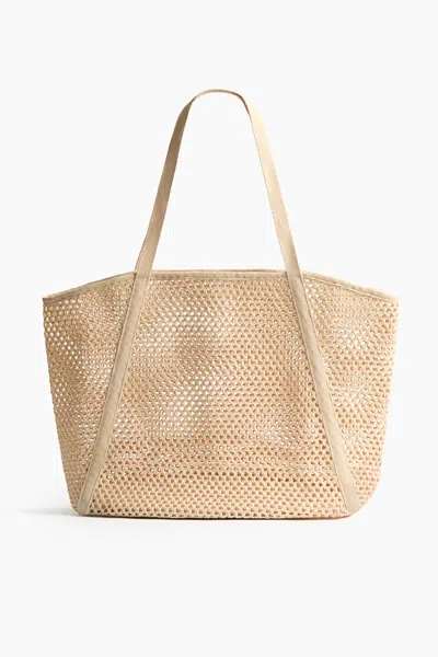 H&m Net Beach Bag In Natural White