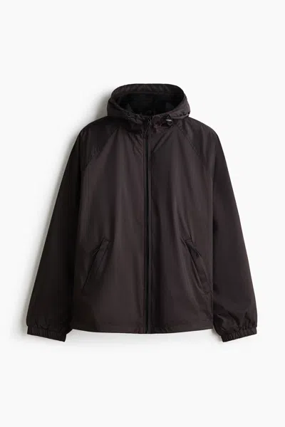 H&m Nylon Windbreaker In Brown