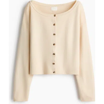 H&m Off-the-shoulder Cardigan In Neutral