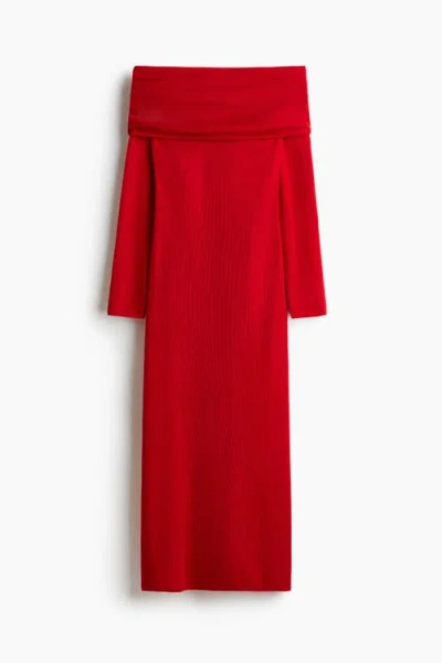 H&m Off-the-shoulder Dress In Red