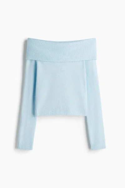 H&m Off-the-shoulder Jumper In Blue
