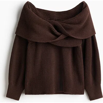 H&m Off-the-shoulder Jumper In Brown