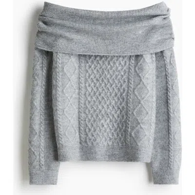 H&m Off-the-shoulder Jumper In Gray