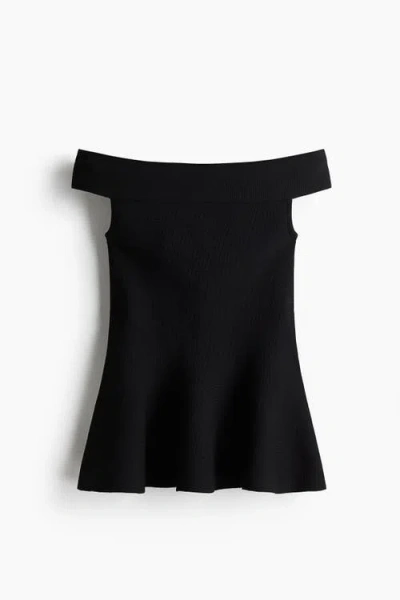 H&m Off-the-shoulder Peplum Top In Black