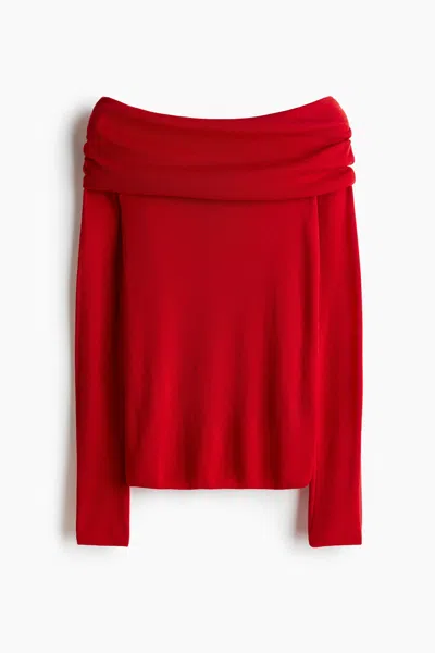 H&m Off-the-shoulder Sweater In Red