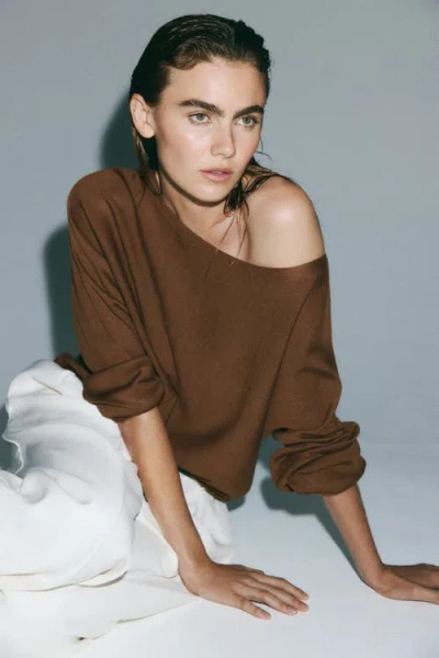 H&m Off-the-shoulder Sweater In Brown
