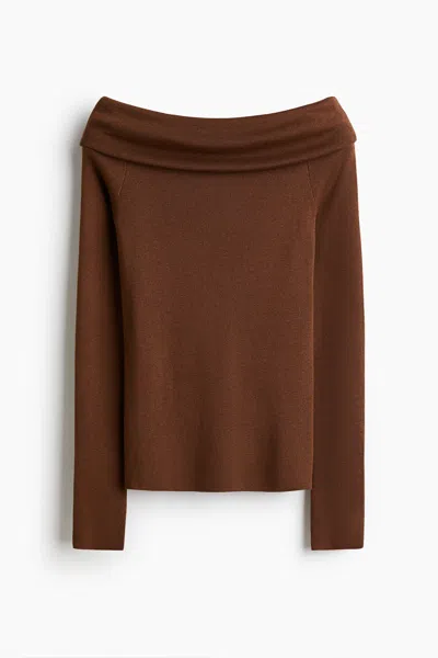 H&m Off-the-shoulder Sweater In Brown