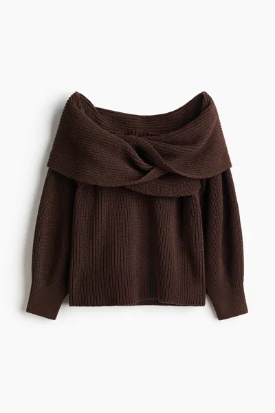 H&m Off-the-shoulder Sweater In Brown