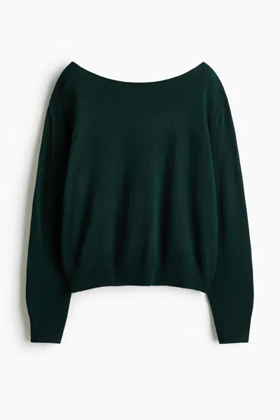 H&m Off-the-shoulder Sweater In Green