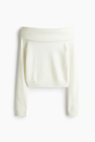 H&m Off-the-shoulder Sweater In White