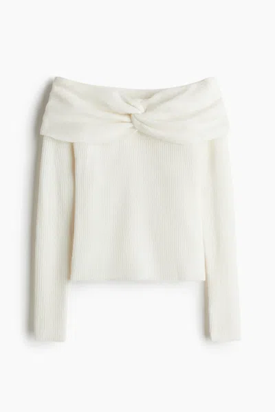H&m Off-the-shoulder Sweater In White