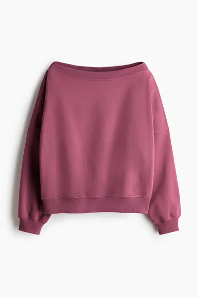 H&m Off-the-shoulder Sweatshirt In Pink