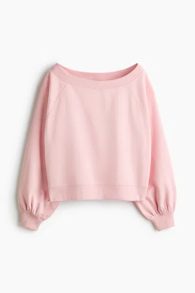 H&m Off-the-shoulder Sweatshirt In Pink
