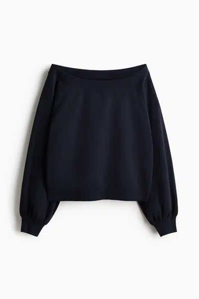 H&m Off-the-shoulder Sweatshirt In Animal Print