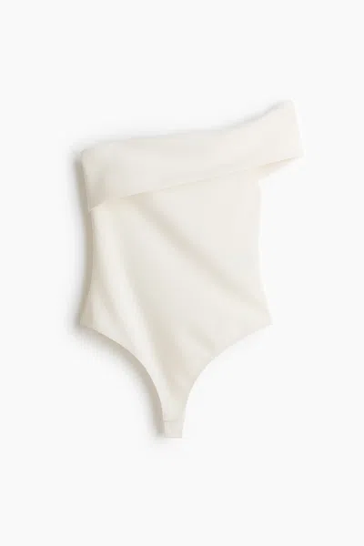 H&m Off-the-shoulder Thong Bodysuit In White