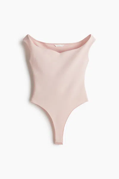 H&m Off-the-shoulder Thong Bodysuit In Pink