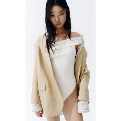 H&m Off-the-shoulder Thong Bodysuit In Brown