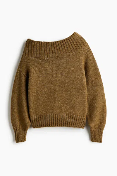 H&m One-shoulder Sweater In Brown
