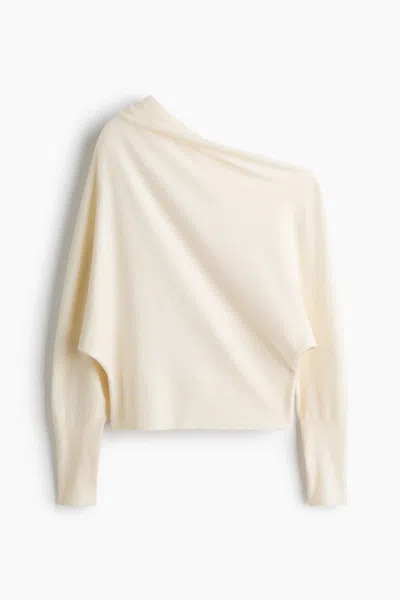 H&m One-shoulder Sweater With Batwing Sleeves In Neutral