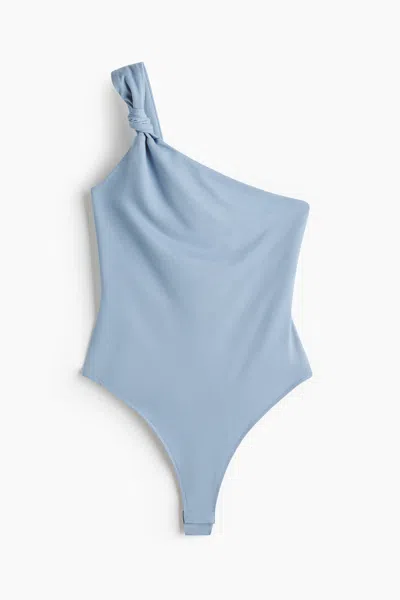 H&m One-shoulder Thong Bodysuit In Blue