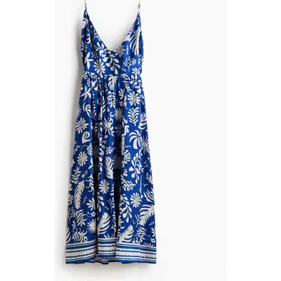 H&m Open-back Flared-skirt Dress In Multi
