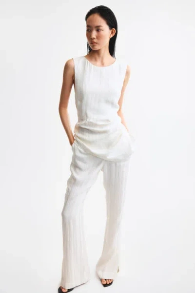 H&m Open-back Linen-blend Top In Multi