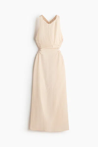 H&m Open-back Maxi Dress In Light Beige