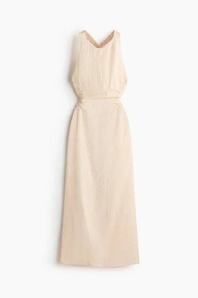 H&m Open-back Maxi Dress In Neutral