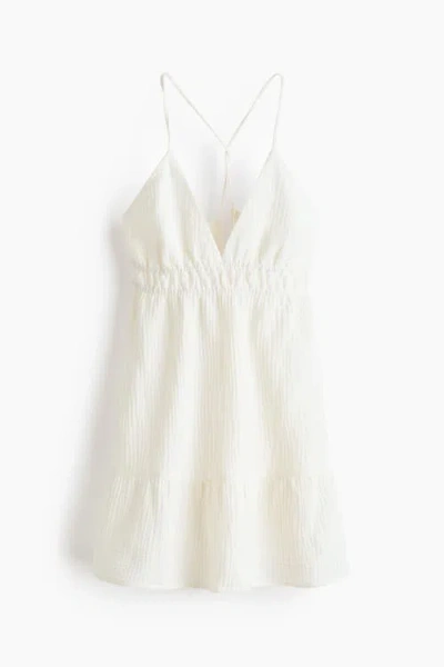 H&m Open-back Muslin Dress In White