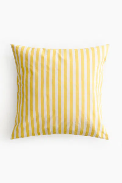 H&m Outdoor Canvas Cushion Cover In Yellow/striped