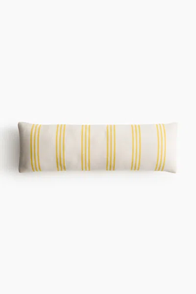 H&m Outdoor Canvas Cushion In White/yellow Striped