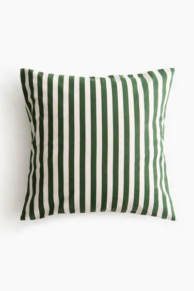 H&m Outdoor Cushion Cover In Dark Green/striped