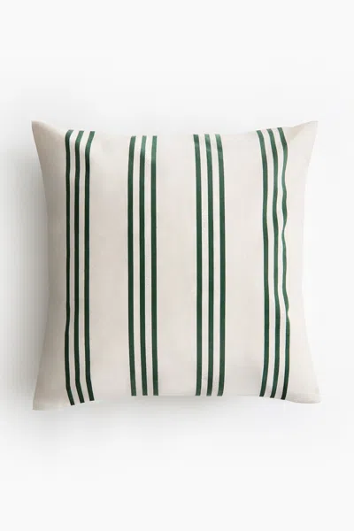 H&m Outdoor Cushion Cover In White/green Striped