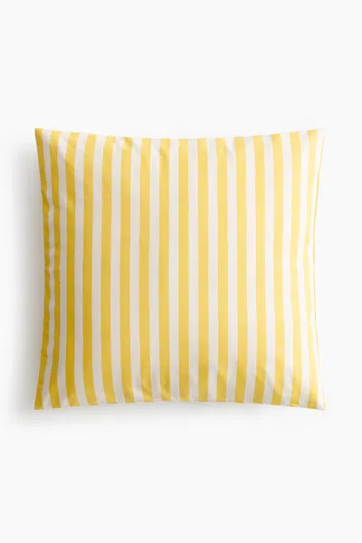 H&m Outdoor Cushion Cover In White/yellow Striped