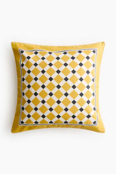 H&m Outdoor Cushion Cover In Yellow/checked